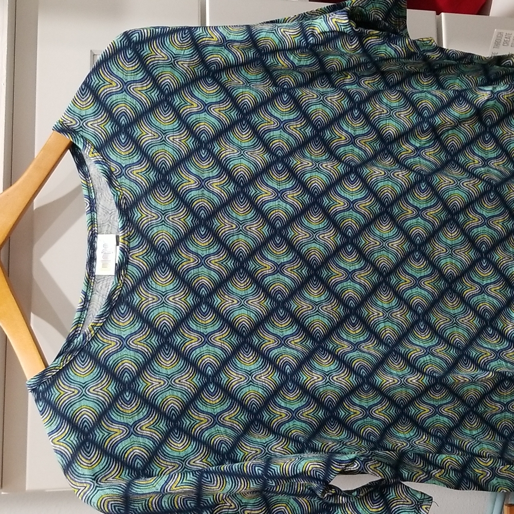Lularoe Irma Top. Size XXS Multicolored with greens and blues